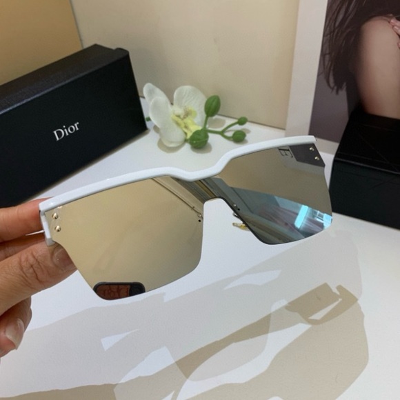 Dior White Shield Sunglasses with Silver Lenses